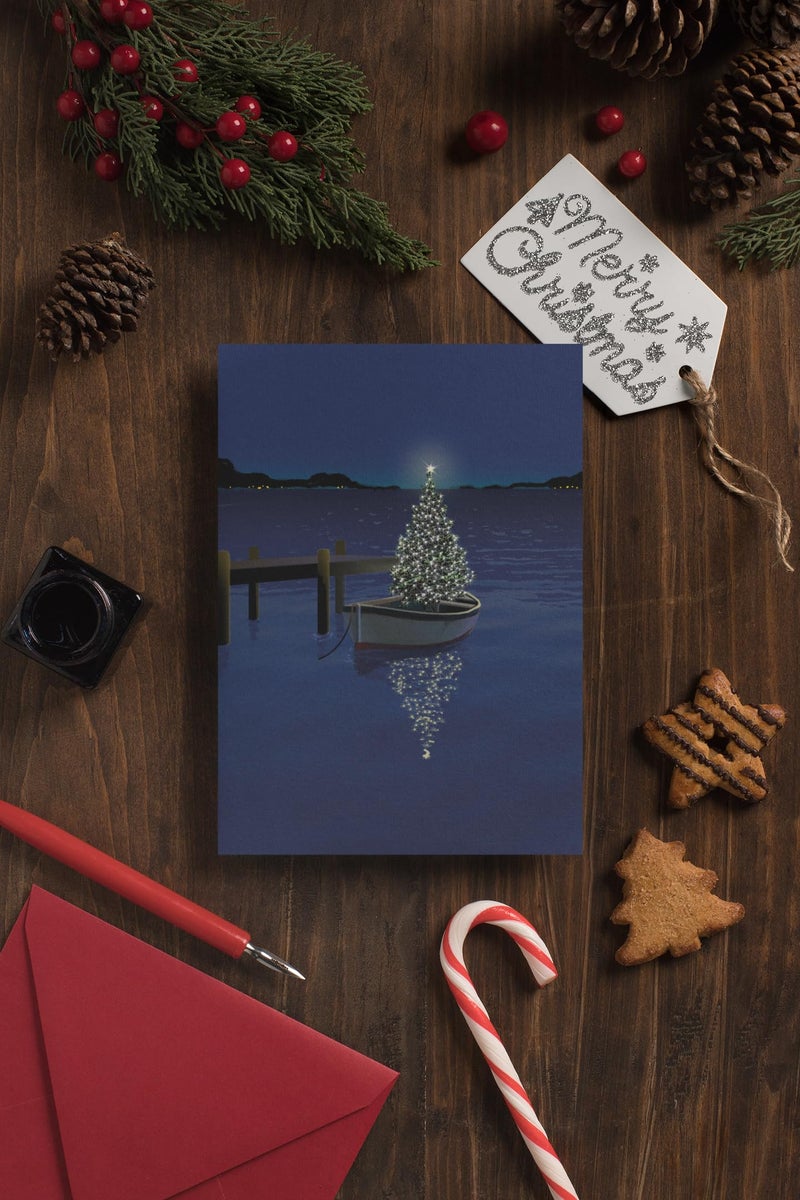 Stonehouse Collection Holiday Boat Christmas Card - 18 Boating Boxed Cards and Envelopes - USA Made (Standard) - Image 4